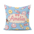 Custom Name Cute Easter Bunny Ice Cream Donut Chick Kawaii Blue Square Filled Cushion Throw Pillow Sofa Bed Home Decor Zip Washable UK Made
