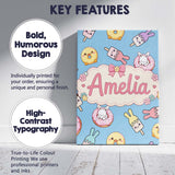 Personalised Name Cute Easter Bunny Ice Custom  Modern Room Accent Elegant Feature Canvas Wall Art Print Decor Picture Ready to Hang