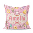 Custom Name Cute Easter Bunny Ice Cream Donut Kawaii Pastel Pink Square Filled Cushion Throw Pillow Sofa Bed Home Decor Zip Washable UK Made