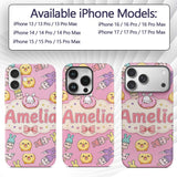 Cute Easter Bunny Ice Cream Donut Chick Kawaii Custom Name Protective Phone Case Mobile Cover Durable Everyday Smartphone Shock Resistant