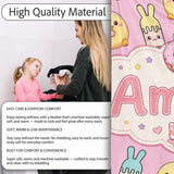 Cute Easter Bunny Ice Cream Donut Chick Kawaii Pastel Pink  Personalised Custom Name Super Soft Fleece Blanket Bed Sofa Throw