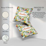 Custom Name Cute Cartoon Dogs Crowd Multicolour Seamless Pattern Square Filled Cushion Throw Pillow Sofa Bed Home Decor Zip Washable UK Made