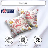 Custom Name Easter Bunny Ice Cream Donut Chick Kawaii Light Grey Square Filled Cushion Throw Pillow Sofa Bed Home Decor Zip Washable UK Made