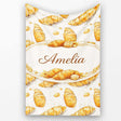 Artistic Sketch Croissant Seamless Pattern Ink Style Bakery Lovely  Personalised Custom Name Super Soft Fleece Blanket Bed Sofa Throw