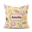 Custom Name Easter Bunny Ice Cream Donut Chick Kawaii Background Square Filled Cushion Throw Pillow Sofa Bed Home Decor Zip Washable UK Made