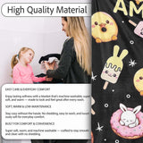Cute Easter Bunny Ice Cream Donut Chick Kawaii Black Starry  Personalised Custom Name Super Soft Fleece Blanket Bed Sofa Throw