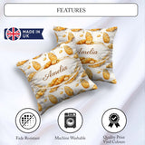 Custom Name Artistic Sketch Croissant Seamless Pattern Ink Style Square Filled Cushion Throw Pillow Sofa Bed Home Decor Zip Washable UK Made