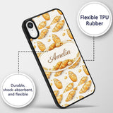 Artistic Sketch Croissant Seamless Pattern Ink Custom Name Protective Phone Case Mobile Cover Durable Everyday Smartphone Shock Resistant