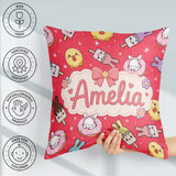 Custom Name Easter Bunny Ice Cream Donut Chick Kawaii Red Star Square Filled Cushion Throw Pillow Sofa Bed Home Decor Zip Washable UK Made