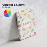 Personalised Name Cute Rainbow Bunny Flower Custom  Bespoke Interior Contemporary Canvas Wall Art Print Decor Picture Ready to Hang
