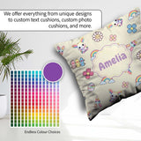 Custom Name Cute Bunny Flower Egg Pastel Kawaii Cream Background Square Filled Cushion Throw Pillow Sofa Bed Home Decor Zip Washable UK Made