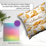 Custom Name Artistic Sketch Croissant Seamless Pattern Ink Style Square Filled Cushion Throw Pillow Sofa Bed Home Decor Zip Washable UK Made