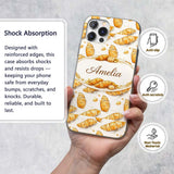Artistic Sketch Croissant Seamless Pattern Ink Custom Name Protective Phone Case Mobile Cover Durable Everyday Smartphone Shock Resistant