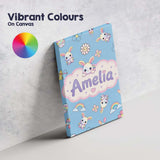 Personalised Name Cute Rainbow Bunny Flower Custom  Bespoke Interior Contemporary Canvas Wall Art Print Decor Picture Ready to Hang