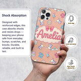 Cute Rainbow Bunny Flower Egg Pastel Kawaii Peach Custom Name Protective Phone Case Mobile Cover Durable Everyday Smartphone Shock Resistant