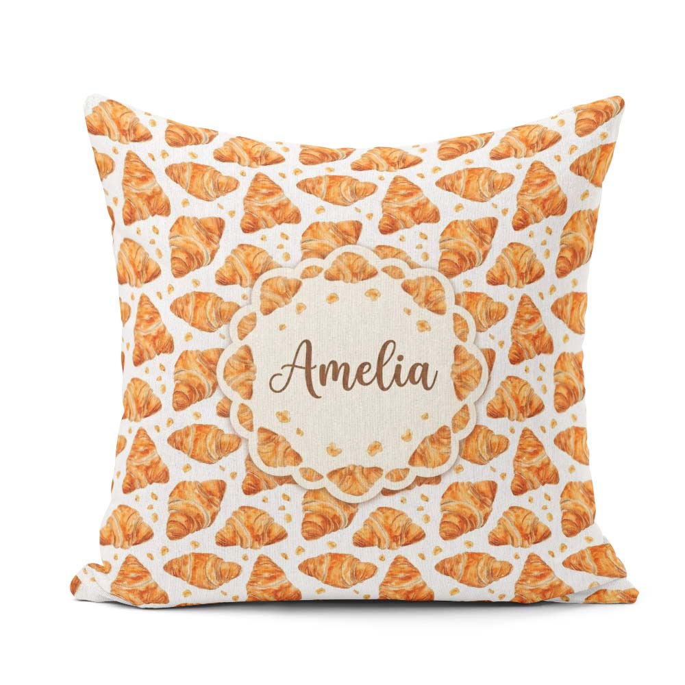 Custom Name Realistic Pastry White Background Photography Style Square Filled Cushion Throw Pillow Sofa Bed Home Decor Zip Washable UK Made