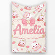 Cute Strawberry Bunny Cake Dessert Kawaii Cream Background Seamless  Personalised Custom Name Super Soft Fleece Blanket Bed Sofa Throw