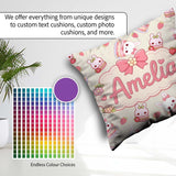 Custom Name Strawberry Bunny Cake Dessert Kawaii Cream Seamless Square Filled Cushion Throw Pillow Sofa Bed Home Decor Zip Washable UK Made