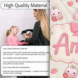 Cute Strawberry Bunny Cake Dessert Kawaii Cream Background Seamless  Personalised Custom Name Super Soft Fleece Blanket Bed Sofa Throw