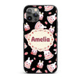 Cute Strawberry Bunny Cake Dessert Kawaii Black Custom Name Protective Phone Case Mobile Cover Durable Everyday Smartphone Shock Resistant