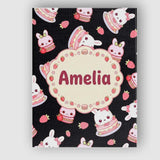 Personalised Name Cute Strawberry Bunny Custom  Modern Room Accent Elegant Feature Canvas Wall Art Print Decor Picture Ready to Hang