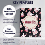 Personalised Name Cute Strawberry Bunny Custom  Modern Room Accent Elegant Feature Canvas Wall Art Print Decor Picture Ready to Hang