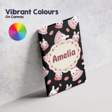 Personalised Name Cute Strawberry Bunny Custom  Modern Room Accent Elegant Feature Canvas Wall Art Print Decor Picture Ready to Hang