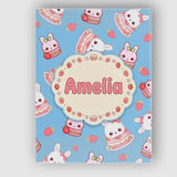 Personalised Name Cute Strawberry Bunny Custom  Modern Room Accent Elegant Feature Canvas Wall Art Print Decor Picture Ready to Hang