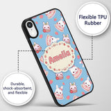 Cute Strawberry Bunny Cake Dessert Kawaii Blue Custom Name Protective Phone Case Mobile Cover Durable Everyday Smartphone Shock Resistant