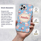 Cute Strawberry Bunny Cake Dessert Kawaii Blue Custom Name Protective Phone Case Mobile Cover Durable Everyday Smartphone Shock Resistant