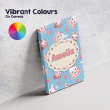 Personalised Name Cute Strawberry Bunny Custom  Modern Room Accent Elegant Feature Canvas Wall Art Print Decor Picture Ready to Hang