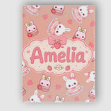 Personalised Name Cute Strawberry Bunny Custom  Modern Room Accent Elegant Feature Canvas Wall Art Print Decor Picture Ready to Hang