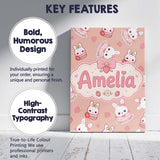 Personalised Name Cute Strawberry Bunny Custom  Modern Room Accent Elegant Feature Canvas Wall Art Print Decor Picture Ready to Hang