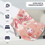 Cute Strawberry Bunny Cake Dessert Kawaii Peach Background Seamless  Personalised Custom Name Super Soft Fleece Blanket Bed Sofa Throw
