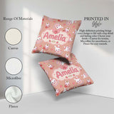 Custom Name Strawberry Bunny Cake Dessert Kawaii Peach Seamless Square Filled Cushion Throw Pillow Sofa Bed Home Decor Zip Washable UK Made