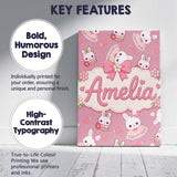 Personalised Name Cute Strawberry Bunny Custom  Modern Room Accent Elegant Feature Canvas Wall Art Print Decor Picture Ready to Hang