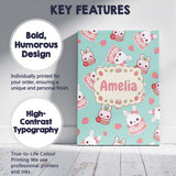 Personalised Name Cute Strawberry Bunny Custom  Modern Room Accent Elegant Feature Canvas Wall Art Print Decor Picture Ready to Hang