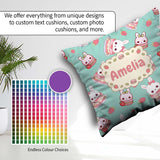 Custom Name Strawberry Bunny Cake Dessert Mint Seamless Pattern Square Filled Cushion Throw Pillow Sofa Bed Home Decor Zip Washable UK Made