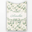 Watercolor Crystal Gemstone Soft Beige Background Mineral Lovely  Personalised Custom Name Super Soft Fleece Blanket Bed Sofa Throw