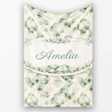Watercolor Crystal Gemstone Soft Beige Background Mineral Lovely  Personalised Custom Name Super Soft Fleece Blanket Bed Sofa Throw