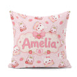 Custom Name Cute Strawberry Bunny Cake Blush Background Seamless Square Filled Cushion Throw Pillow Sofa Bed Home Decor Zip Washable UK Made