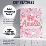 Personalised Name Cute Strawberry Bunny Custom  Modern Room Accent Elegant Feature Canvas Wall Art Print Decor Picture Ready to Hang