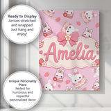 Personalised Name Cute Strawberry Bunny Custom  Modern Room Accent Elegant Feature Canvas Wall Art Print Decor Picture Ready to Hang