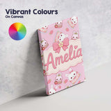 Personalised Name Cute Strawberry Bunny Custom  Modern Room Accent Elegant Feature Canvas Wall Art Print Decor Picture Ready to Hang