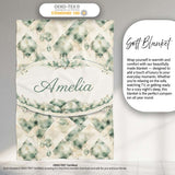 Watercolor Crystal Gemstone Soft Beige Background Mineral Lovely  Personalised Custom Name Super Soft Fleece Blanket Bed Sofa Throw