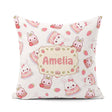 Custom Name Strawberry Bunny Cake Dessert Grey Seamless Pattern Square Filled Cushion Throw Pillow Sofa Bed Home Decor Zip Washable UK Made