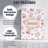 Personalised Name Cute Strawberry Bunny Custom  Modern Room Accent Elegant Feature Canvas Wall Art Print Decor Picture Ready to Hang