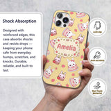 Cute Strawberry Bunny Cake Dessert Printed Design Custom Name Protective Phone Case Mobile Cover Durable Everyday Smartphone Shock Resistant