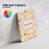 Personalised Name Cute Strawberry Bunny Custom  Modern Room Accent Elegant Feature Canvas Wall Art Print Decor Picture Ready to Hang
