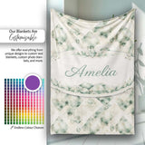 Watercolor Crystal Gemstone Soft Beige Background Mineral Lovely  Personalised Custom Name Super Soft Fleece Blanket Bed Sofa Throw